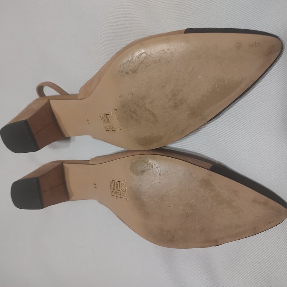 WOMEN'S SIZE 44 (W 12- M 10.5) "SHOES OF PREY" SPECTATOR TAN/BLACK SLING BACK - Picture 6 of 9